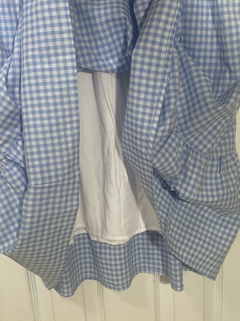 J. Marie Dress Medium Preppy Blue White Multi-Color Floral Embroidered Gingham - Picture 8 of 10